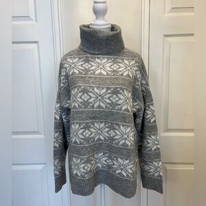 cupcakes & cashmere Nordic Pattern Gray Turtleneck Sweater
